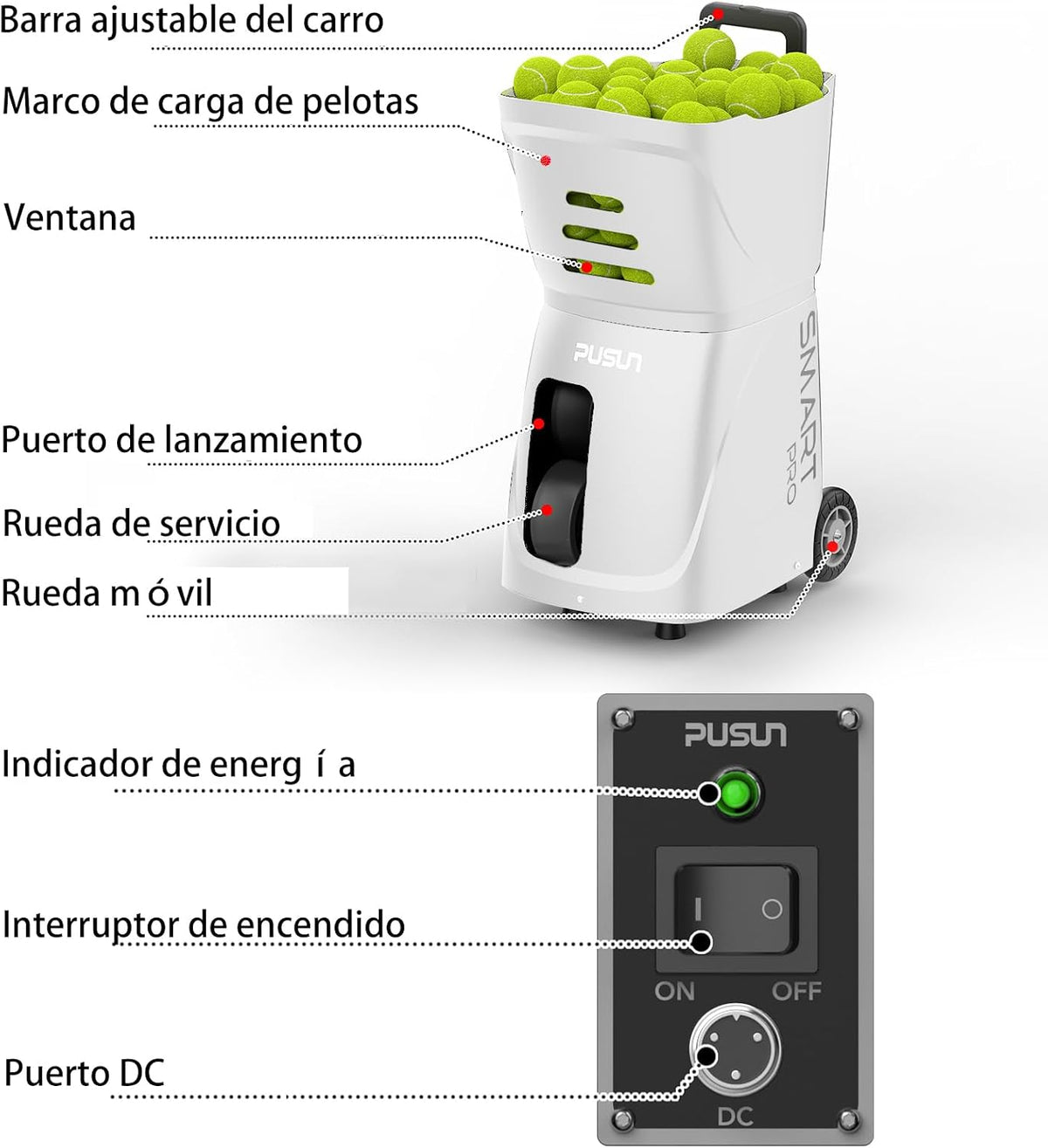 Smart Tennis Ball Machine - Auto Serve with APP/Remote/iWatch Control, 120km/...