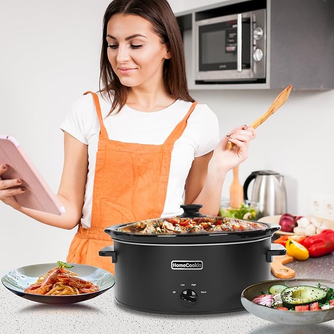 HOMECOOKIN 6 Quart Slow Cooker Oval Manual Pot Food Warmer