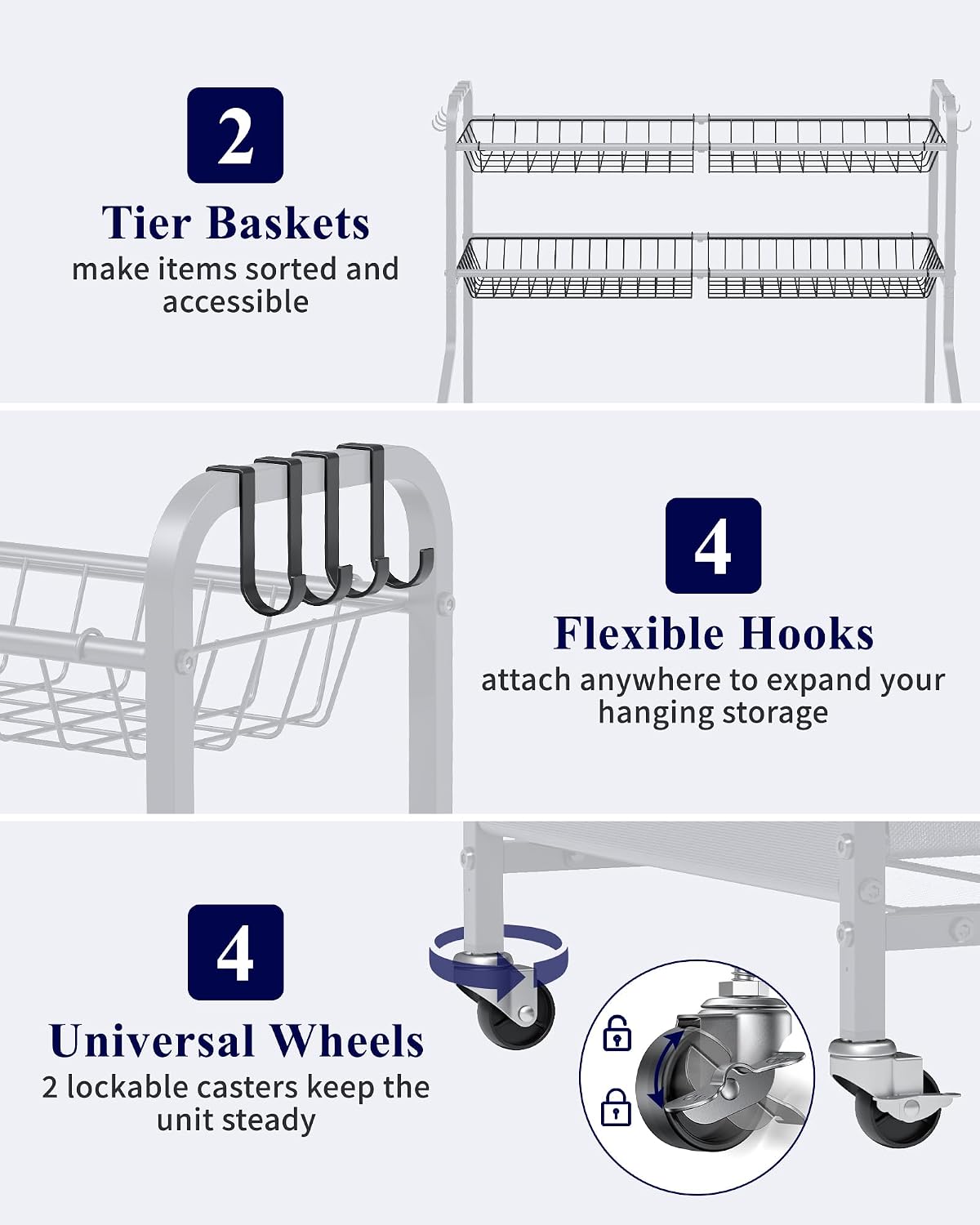 Kitsure Sports Equipment Organizer with Wheels, Garage Ball Storage, 45.6"H
