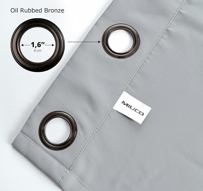 MIUCO Room Darkening Soild Grommet Blackout Curtains (Set of 2)