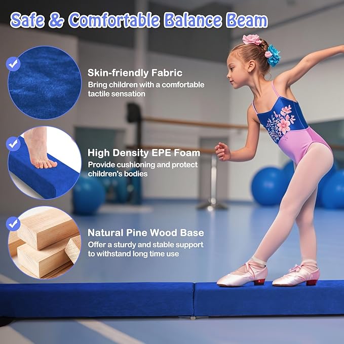 Giantex 7FT/8FT/9FT Balance Beam, Folding Gymnastics Beam w/Carry Handles