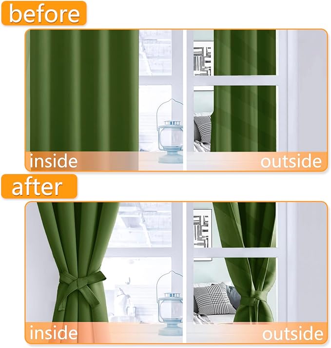 Hiasan Room Darkening Curtains for Bedroom, 60 x 72 Inches