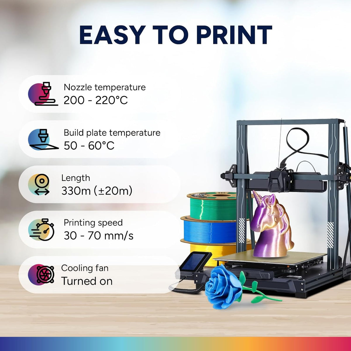 OVERTURE 4KG Bundle Silk PLA Filament 1.75mm, Metallic Shine 3D Printer Filament