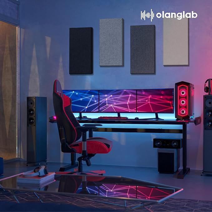 Olanglab Fiberglass Acoustic Wall Panels 4 Pack, 11.8'' x 23.6'&#...