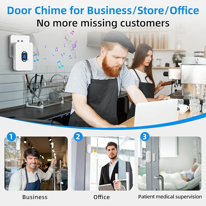 Door Chime, Daytech Wireless Door Sensor Chime When Door Opens, 800ft Range