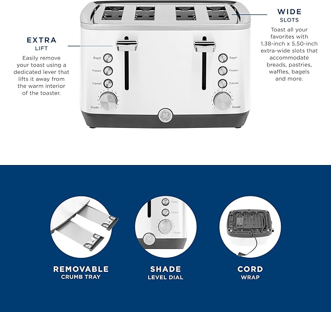 GE 4 Slice Toaster | Extra Wide Slots