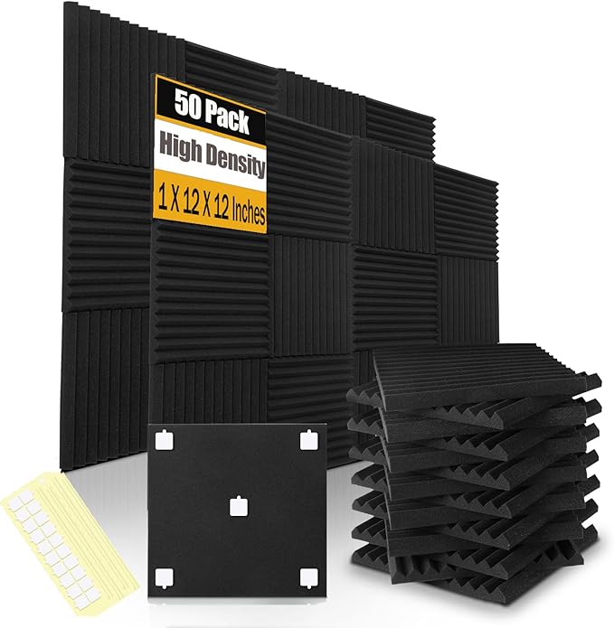 50 Pack Acoustic Foam Panels 1" X 12" X 12" Wedge Soundproof S...