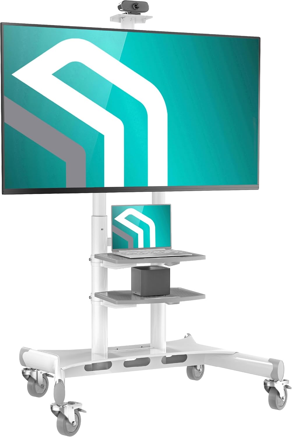 ONKRON Mobile TV Stand 50-86 Inch, up to 200 lbs, max VESA 800x500, White