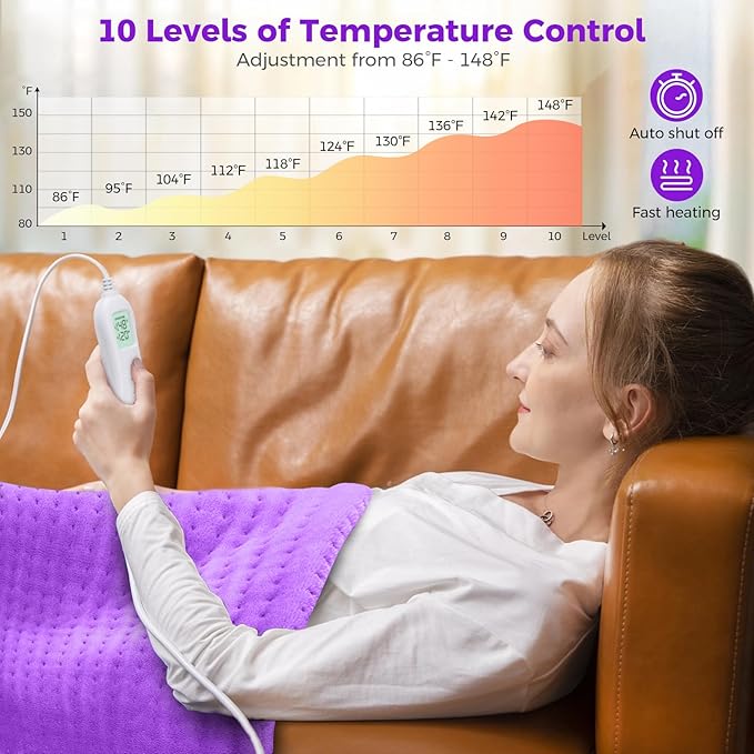 NOWWISH Heating Pad for Back Pain Relief & Period Cramps, 24x12 Inches El...