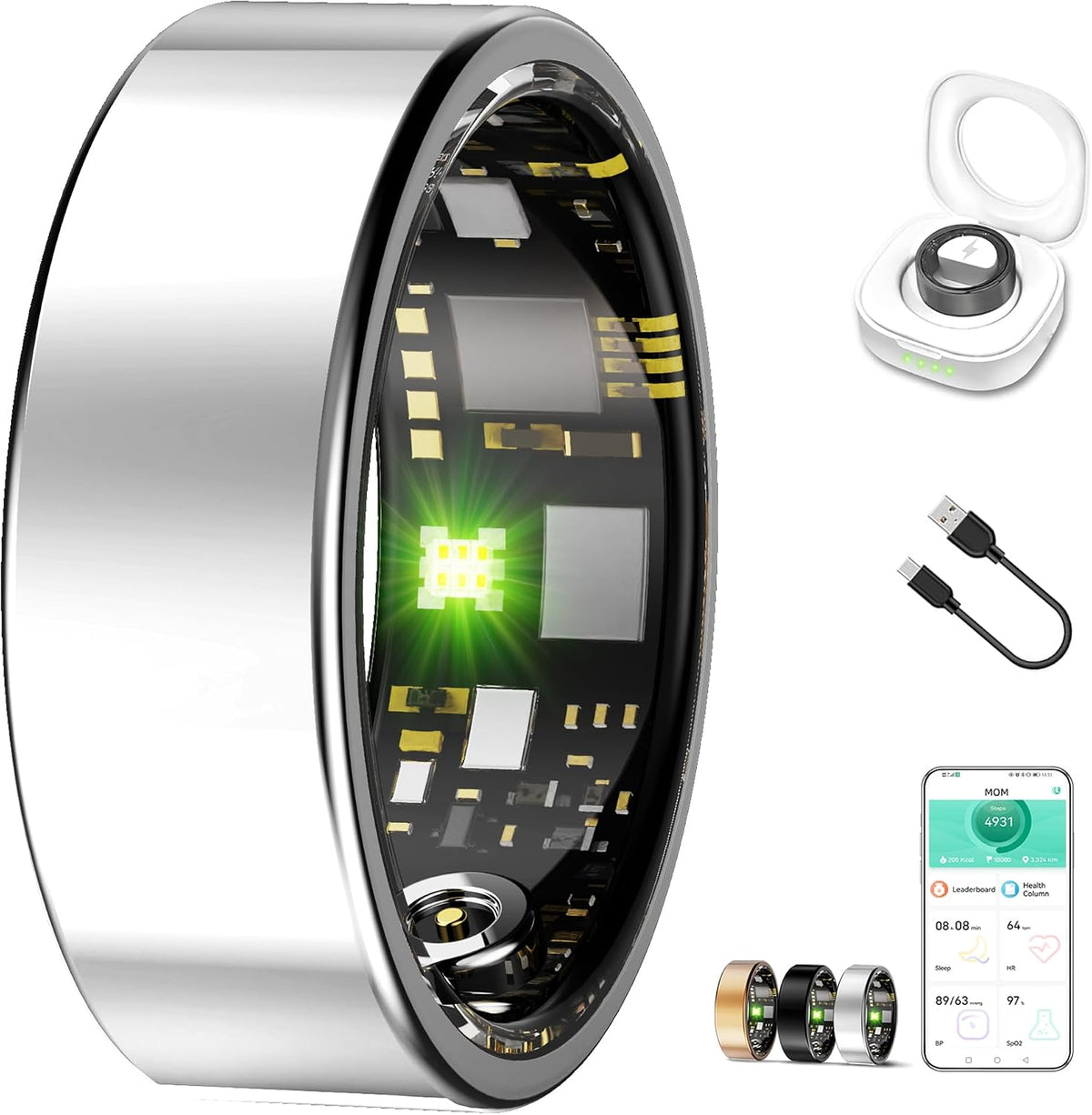 Smart Ring for Women & Men, Sleep & Fitness Tracker, No Subscription ...
