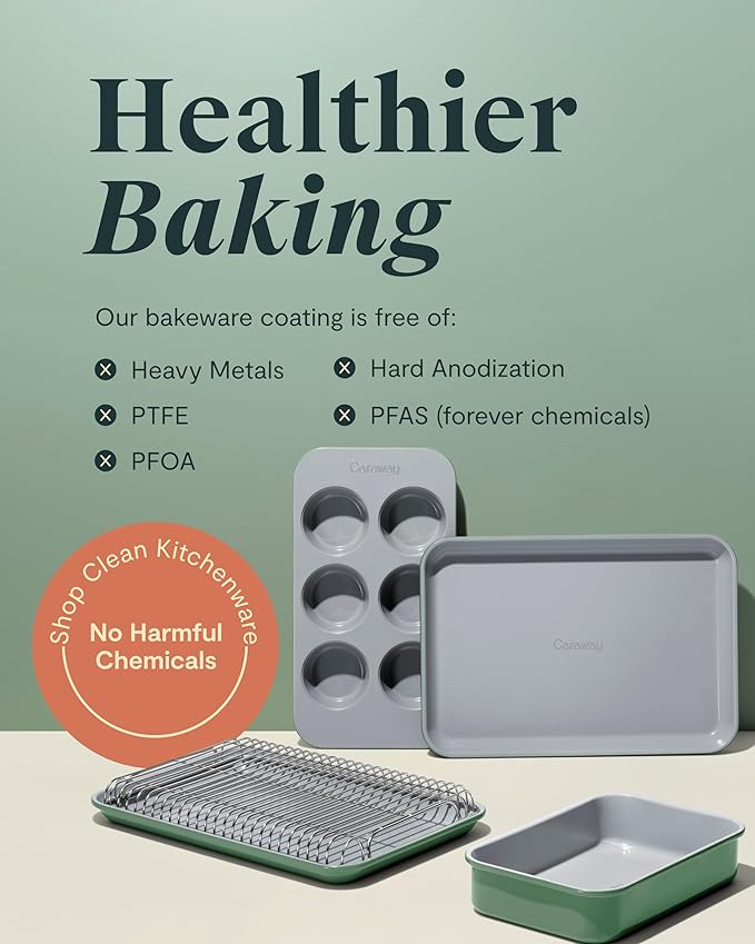 Caraway Nonstick Ceramic 6 Cup Muffin Pan Duo – Non-Toxic, PTFE & PFOA Fr...