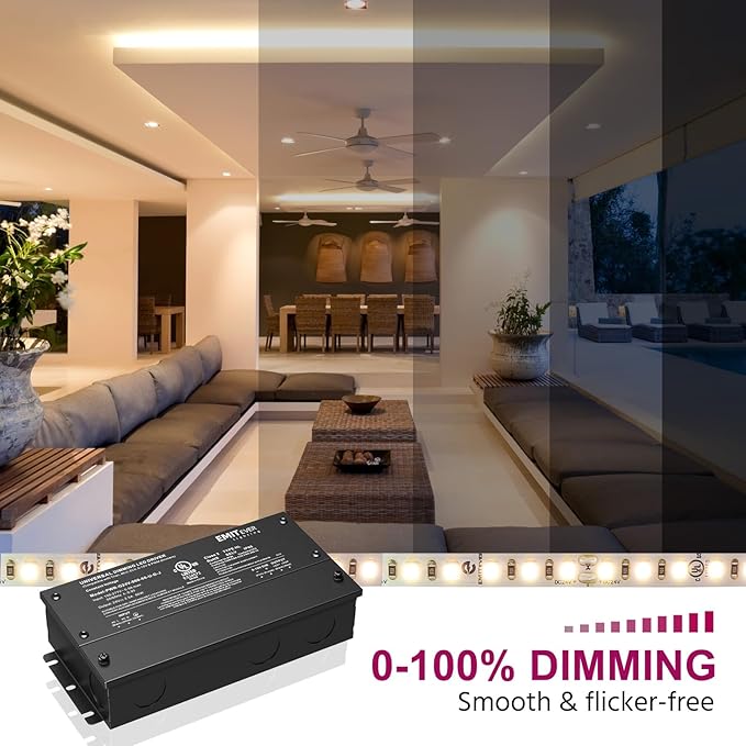 EMITEVER Dimmable Led Driver, 2 Packs 60W AC 110V-277V to DC 24V Transformer