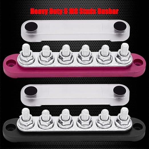 6 x M8 Studs Power Distribution Block Bus Bar 12V, Ampper 5.9" HD 200A M...