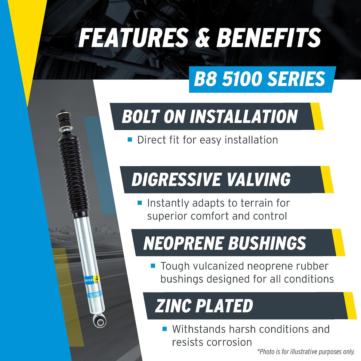 Bilstein Set of Front and Rear B8 5100 Series Shocks Compatible with 2017-202...