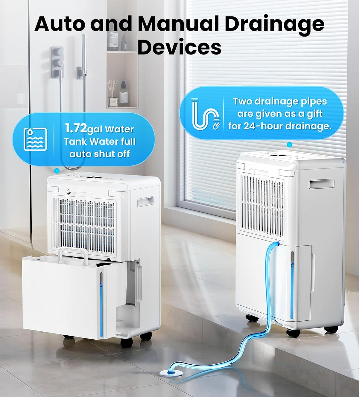 4500 Sq. Ft Dehumidifier for Basement with Drain Hose, Energy star