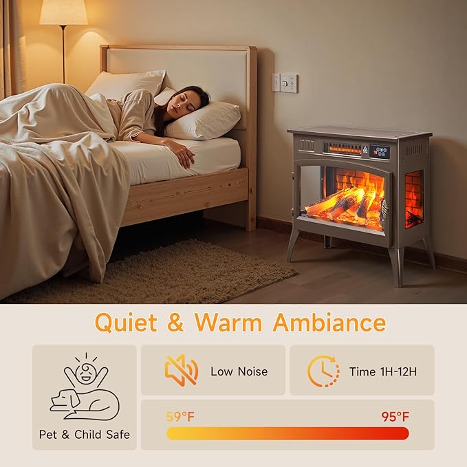 24″ Freestanding Electric Fireplace Stove