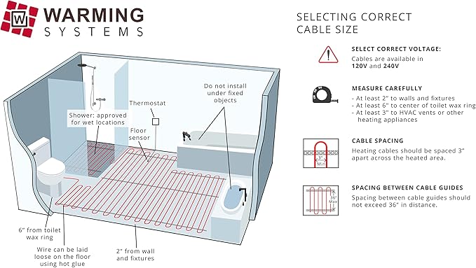 55 Sqft Warming Systems 120 V Electric Tile Radiant Floor Heating Cable