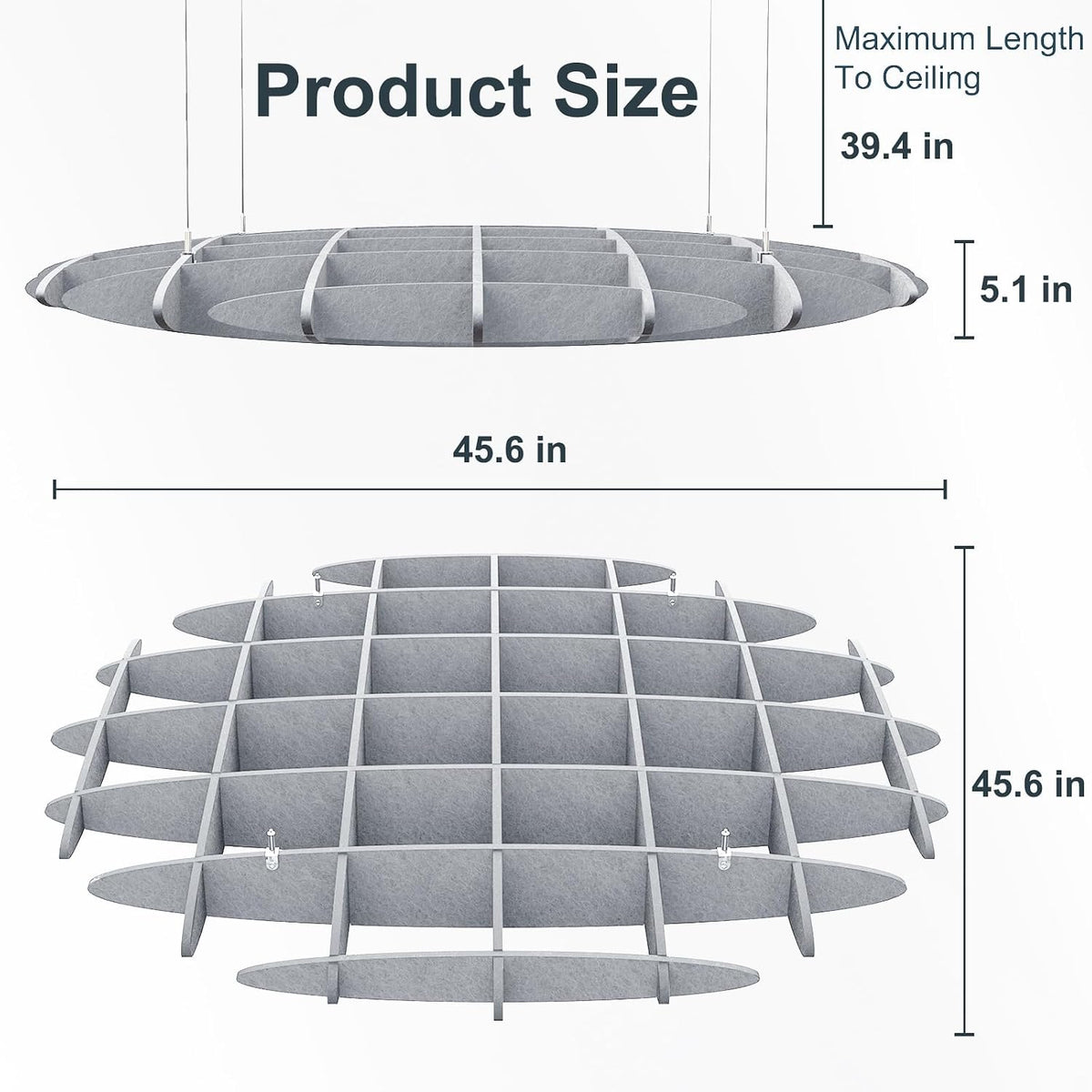 Acoustic Ceiling Panels Sound Absorbing Panels, Hexagon Gray