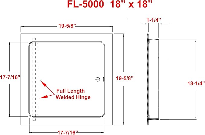 Premier by Dynasty Hardware 18x18 Universal Steel Flush Access Panel Door