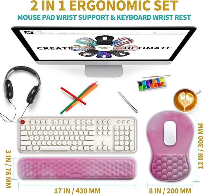 Hokafenle 2 in 1 Ergonomic Mouse Pad Wrist Support & Wrist Rest