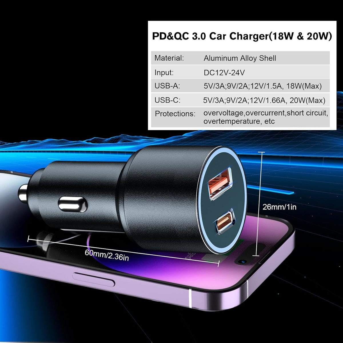 Multi Retractable Car Backseat Charging Station 3-in-1 Car Charger
