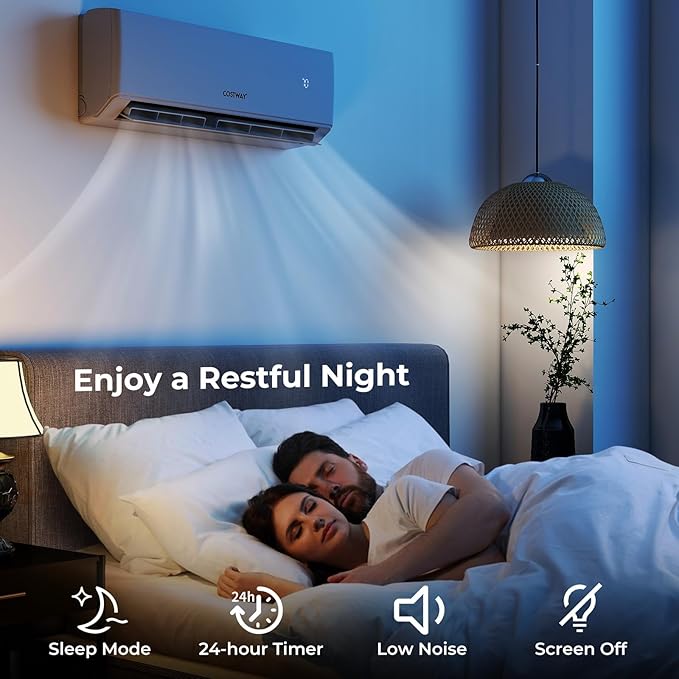 COSTWAY 18k Dual 2 Zone Mini Split Air Conditioner, 22 SEER2 9000 BTU+ 12000 BTU