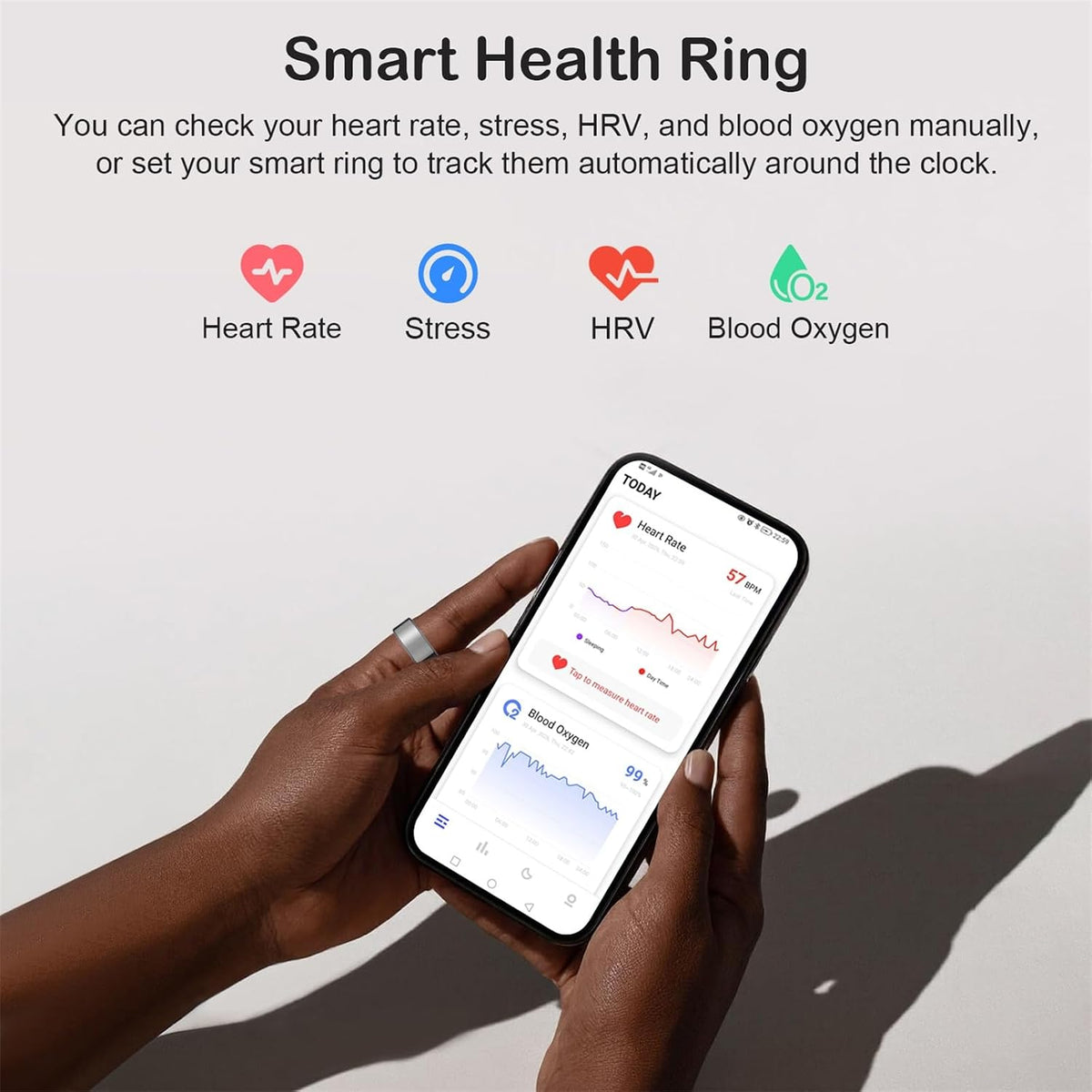 Smart Ring for Women Men, Sleep Activity Health Tracking Ring, Black 6
