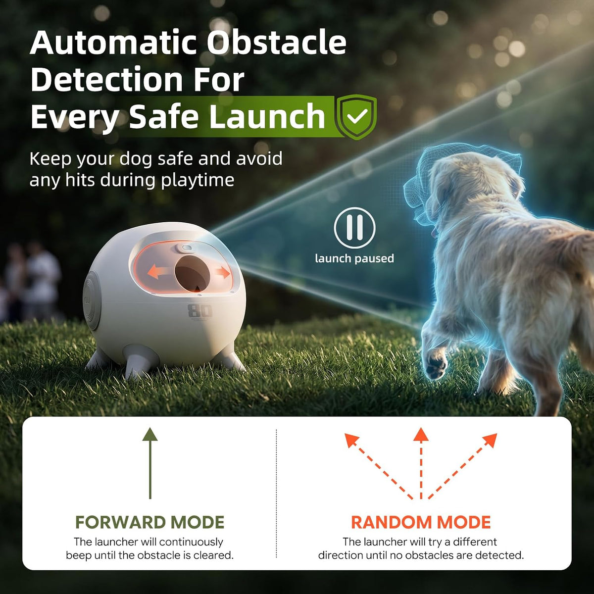 uahpet Automatic Ball Launcher for Dogs with Obstacle Detection, 4Balls