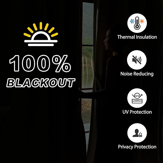 Soundproof 3-in-1 100% Blackout Room Divider Energy Saving Grommet Curtains