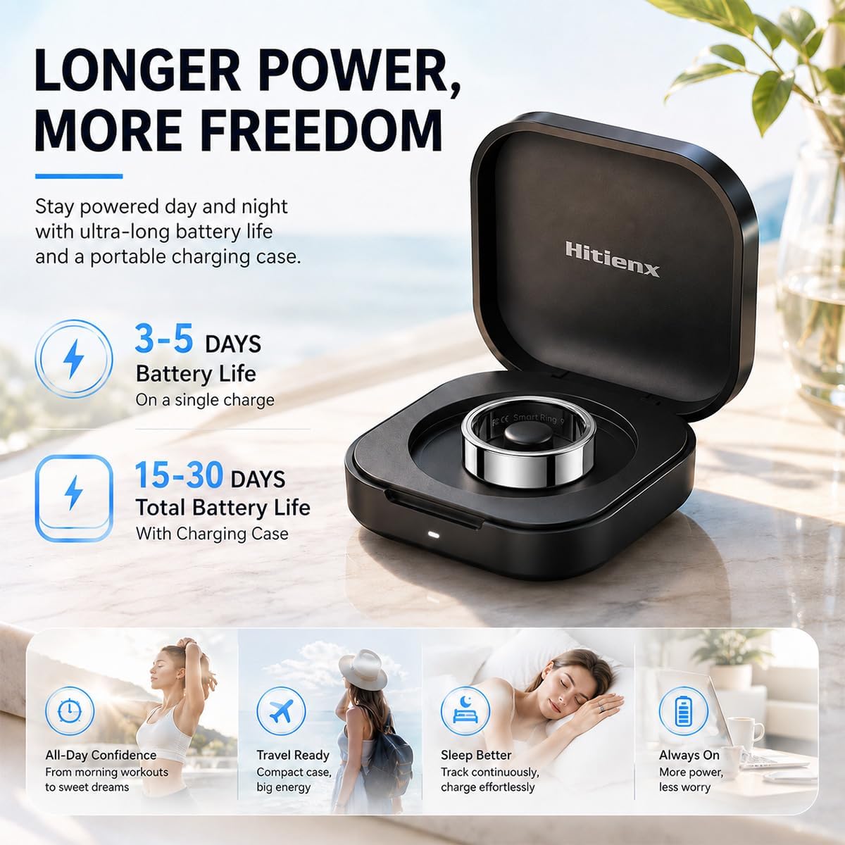 Smart Ring 3 for Women & Men, Sleep & Fitness Tracker (Silver, 9)