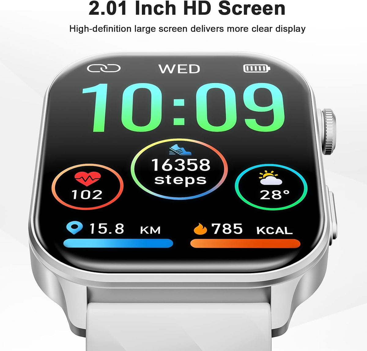 Smart Watch, GPS, 2.01" HD Touch Fitness Watch, Silver Gray