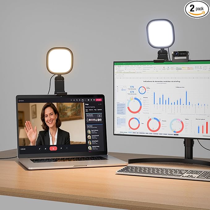 Upgraded Ring Light for Laptop, Monitor & Desk – Eye-Caring Diffused LED