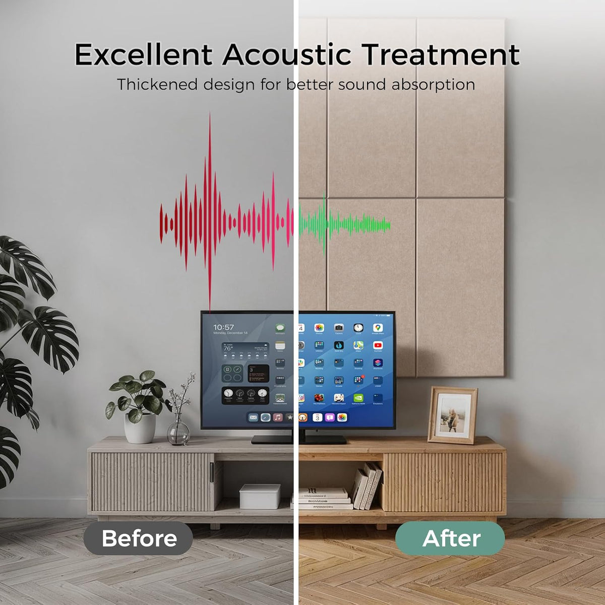 TO-TH Sound Proof Panels for Walls Thickened Acoustic Panel 2 Pack, Camel