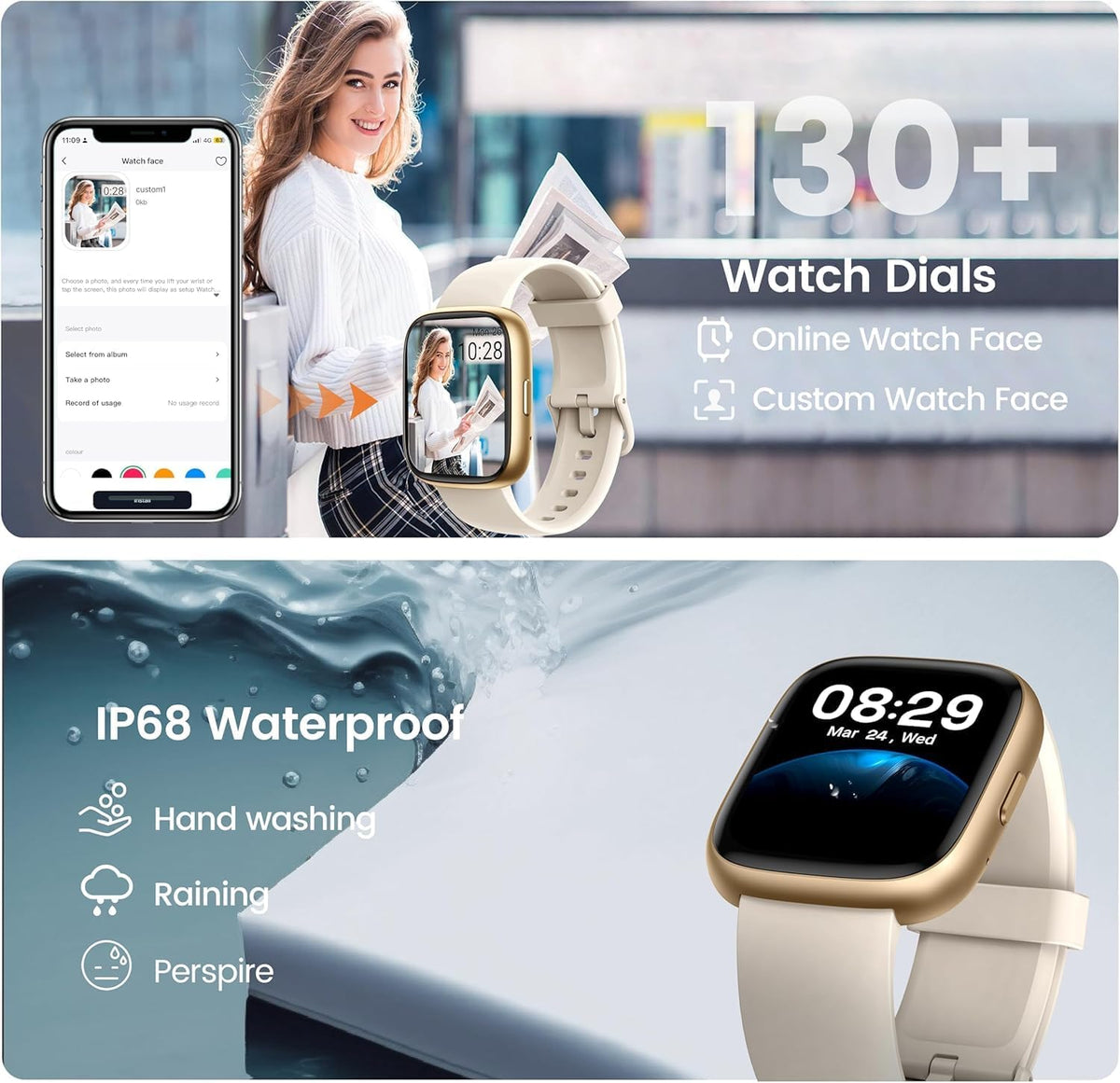 Smart Watch with Alexa Built-in, 1.83" HD Bluetooth Calling Fitness Tracker
