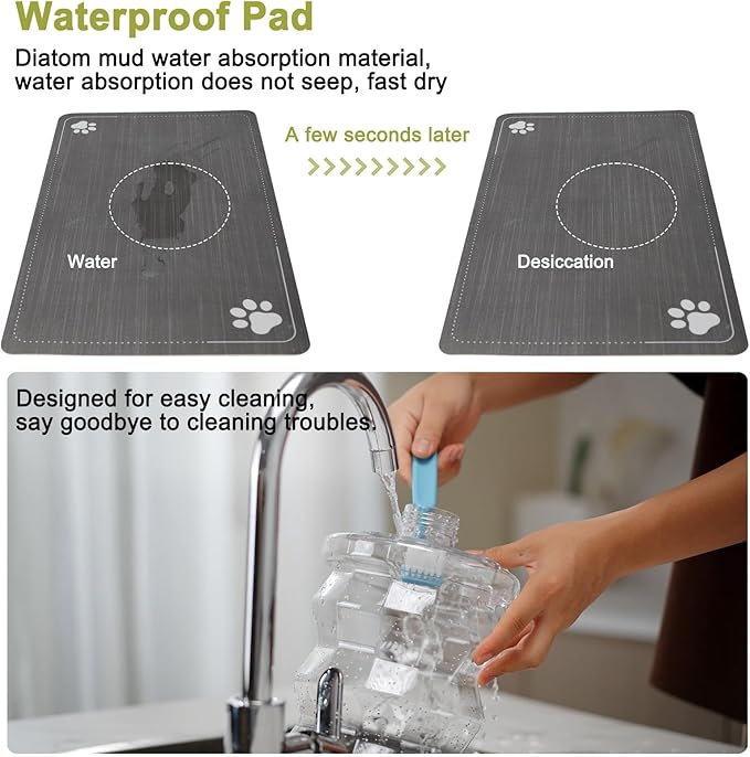 RIZZARI Large Water Dispenser for Dogs: 8L Raised Black Auto-Refill Stainless
