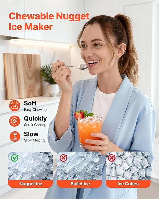 VEVOR Countertop Ice Maker, 44 lbs per Day, Self-Cleaning Portable Machine