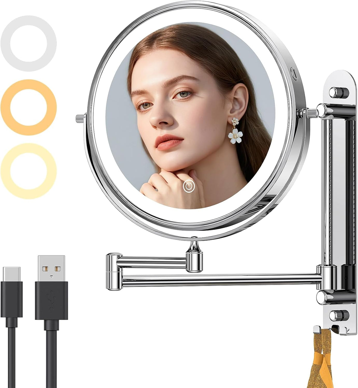 Gospire 9” Wall Mounted Makeup Mirror with Magnification 10X - Chrome | 7in H...