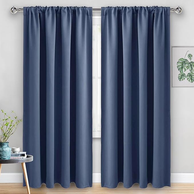 JIUZHEN Dusty Blue Blackout Curtains (Set of 2)
