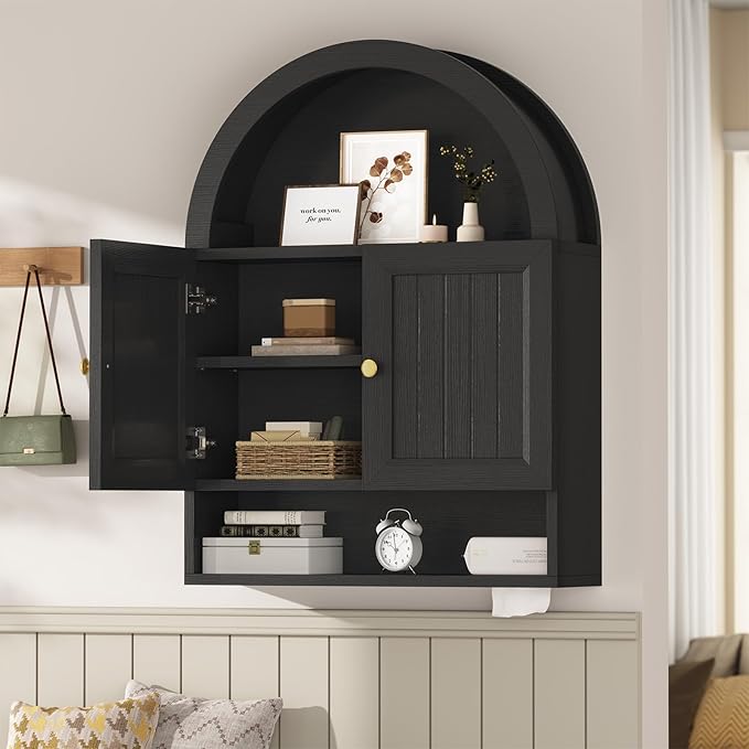 Arched Bathroom Wall Cabinet, 27.4 x 36.4'' Over The Toilet Cabinet