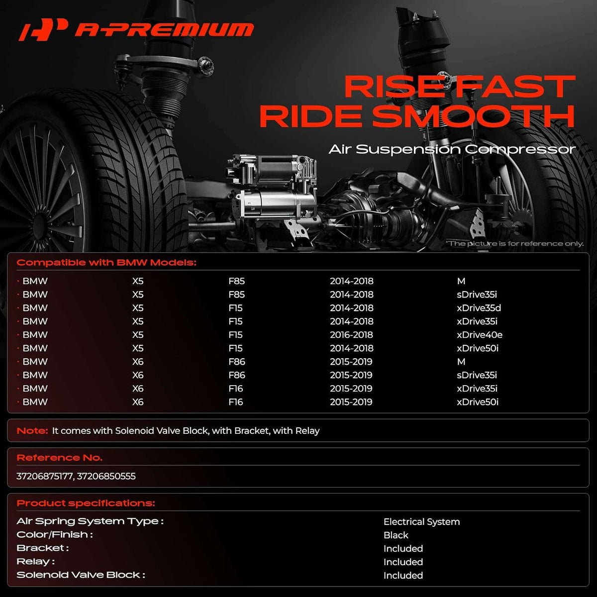 A-Premium Air Suspension Compressor Pump with Bracket Compatible with BMW
