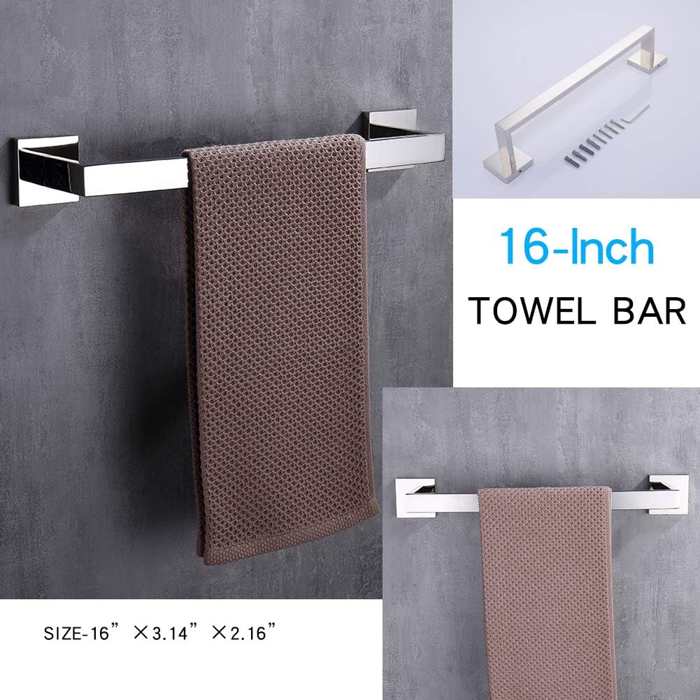 TASTOS 3-Piece Chrome Bathroom Hardware Accessory Set, Premium Stainless Stee...