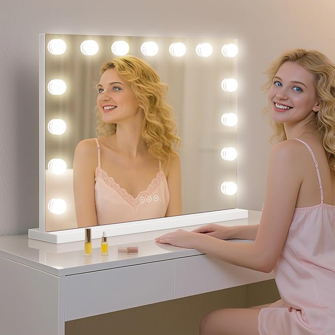 Vanity Mirror with Lights Lighted Makeup Mirror with 15 Dimmable LED Bulbs