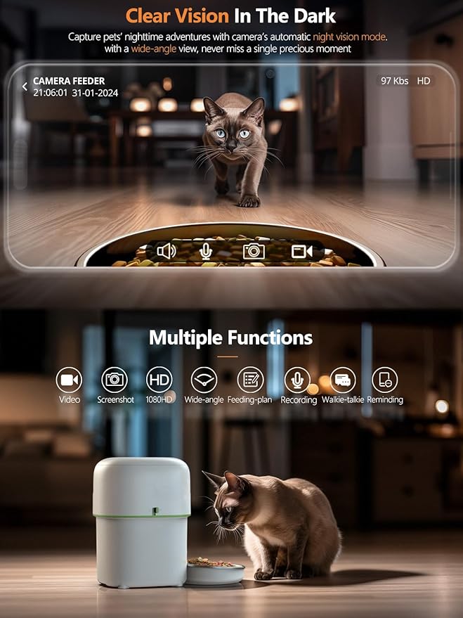 Automatic Cat Feeder with Camera - 5G WiFi Auto Cat Food Dispenser