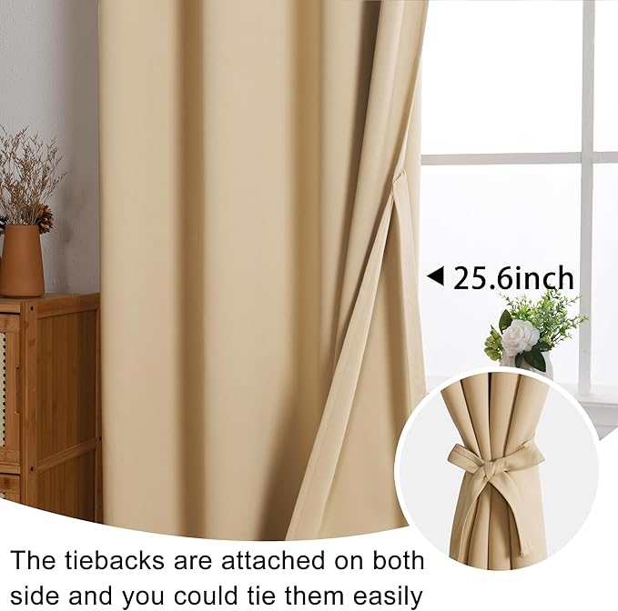 JIUZHEN Beige Blackout Curtains