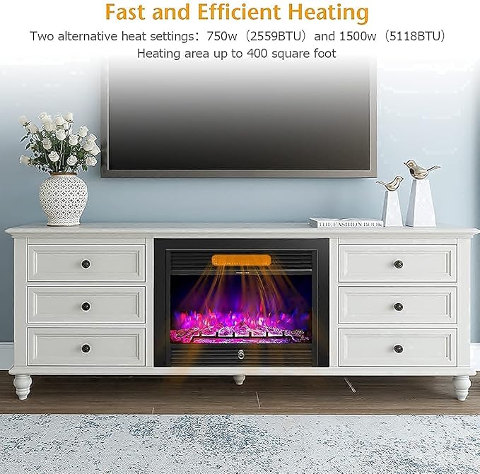 Giantex 28.5" Electric Fireplace Insert, Wall Recessed/Mounted, Freestan...