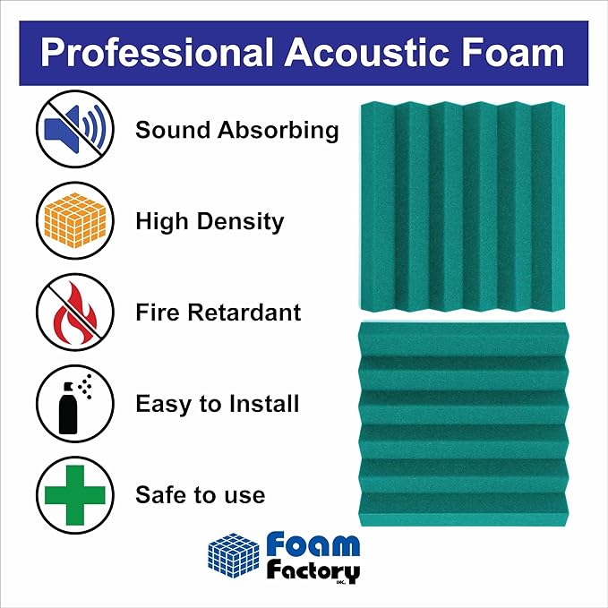 Foam Factory Inc 24 Pack Color Acoustic Foam Panel Studio Soundproofing Wedge