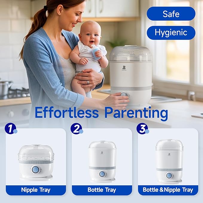Snow Bear Baby Bottle Sterilizer and Dryer, 6-in-1 Electric Steam Bottle