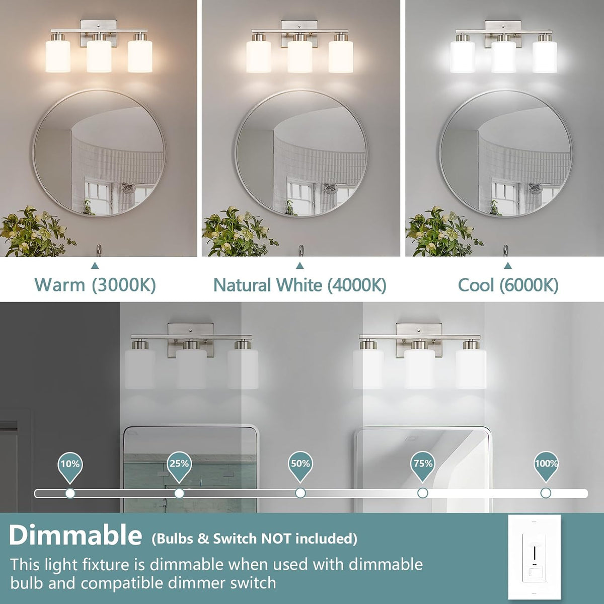 Brushed Nickel Bathroom Light Fixtures Vanity lighting over mirror