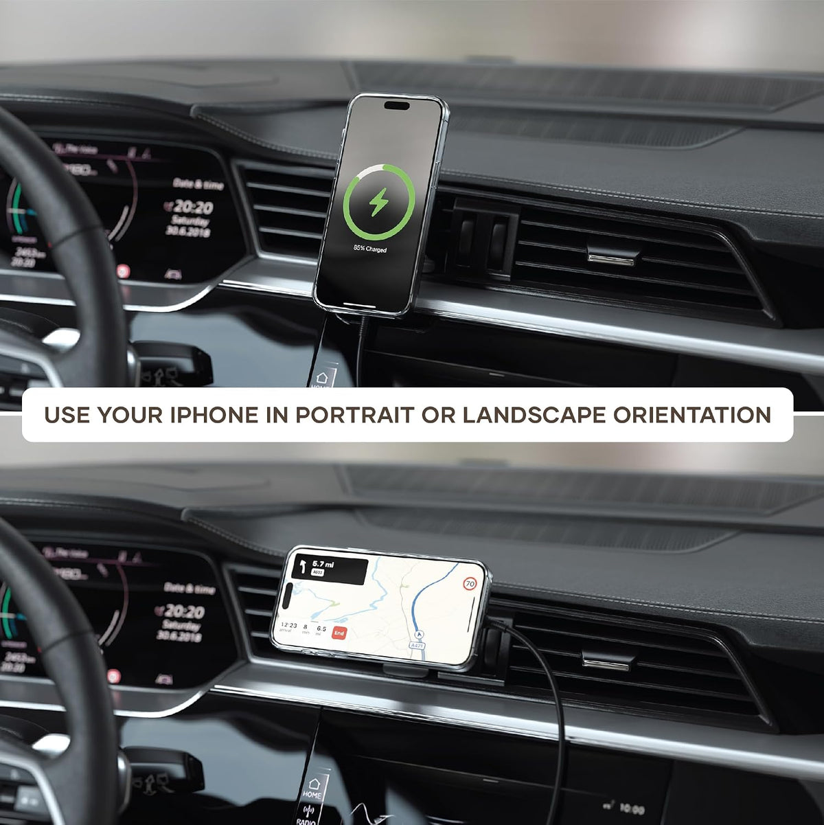 Satechi Qi2 Wireless Car Charger, 15W Fast Charging