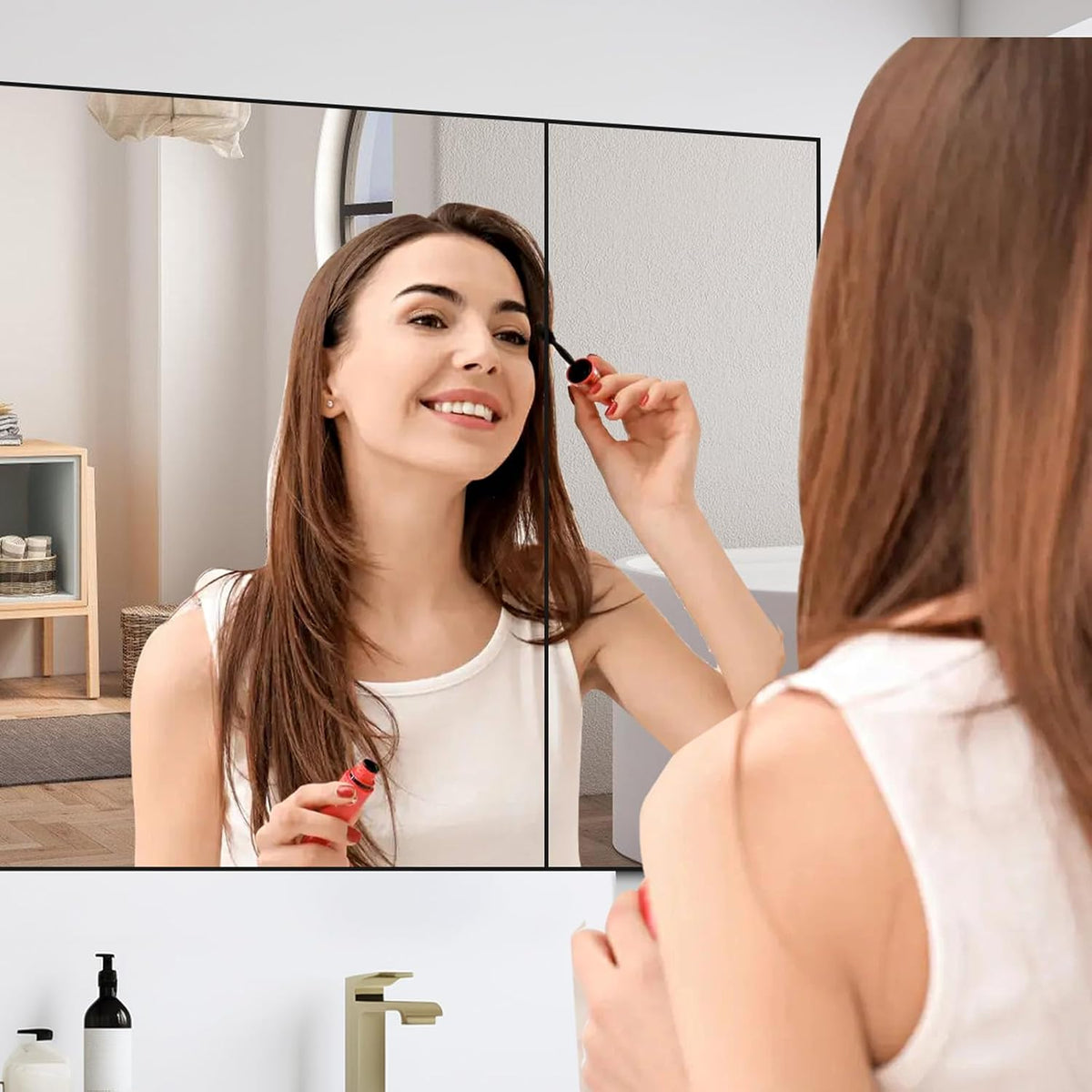 40 x 24 Silver Medicine Cabinet, Aluminum Mirror Medicine Cabinet for Bathroo...